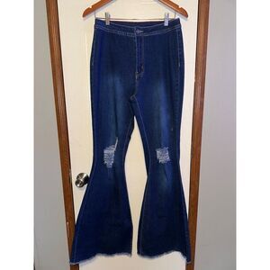 Lover Brand High-Rise Super Raw Hem Flare Jeans  Size Large